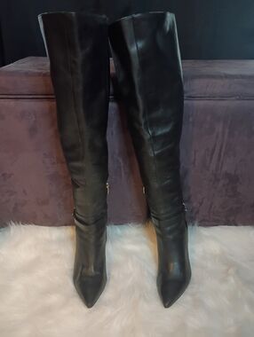 Elegant Genuine Black Leather Enzo Angiolini Knee-High Boots